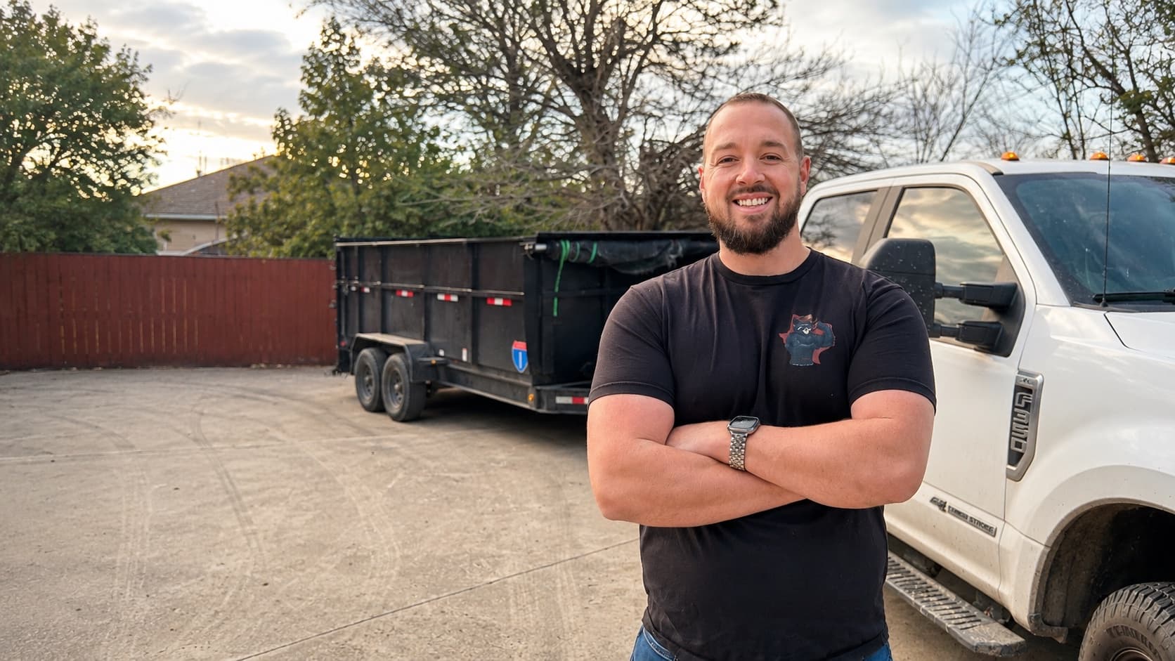 Gage Taylor, owner of Dumpster Daddies Junk Removal, with truck
