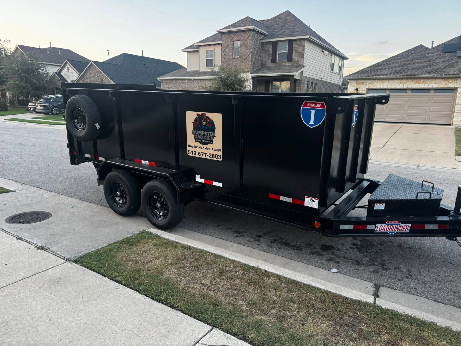 Dumpster Daddies junk removal trailer ready for service in Jonestown, TX