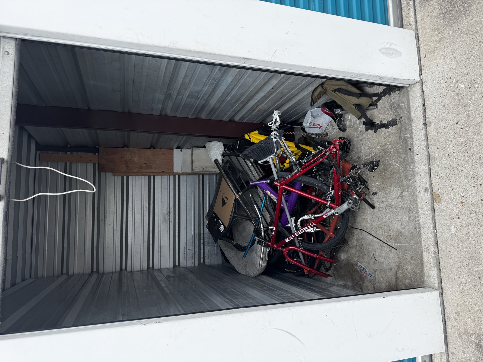 Packed storage unit before cleanout in Leander, TX